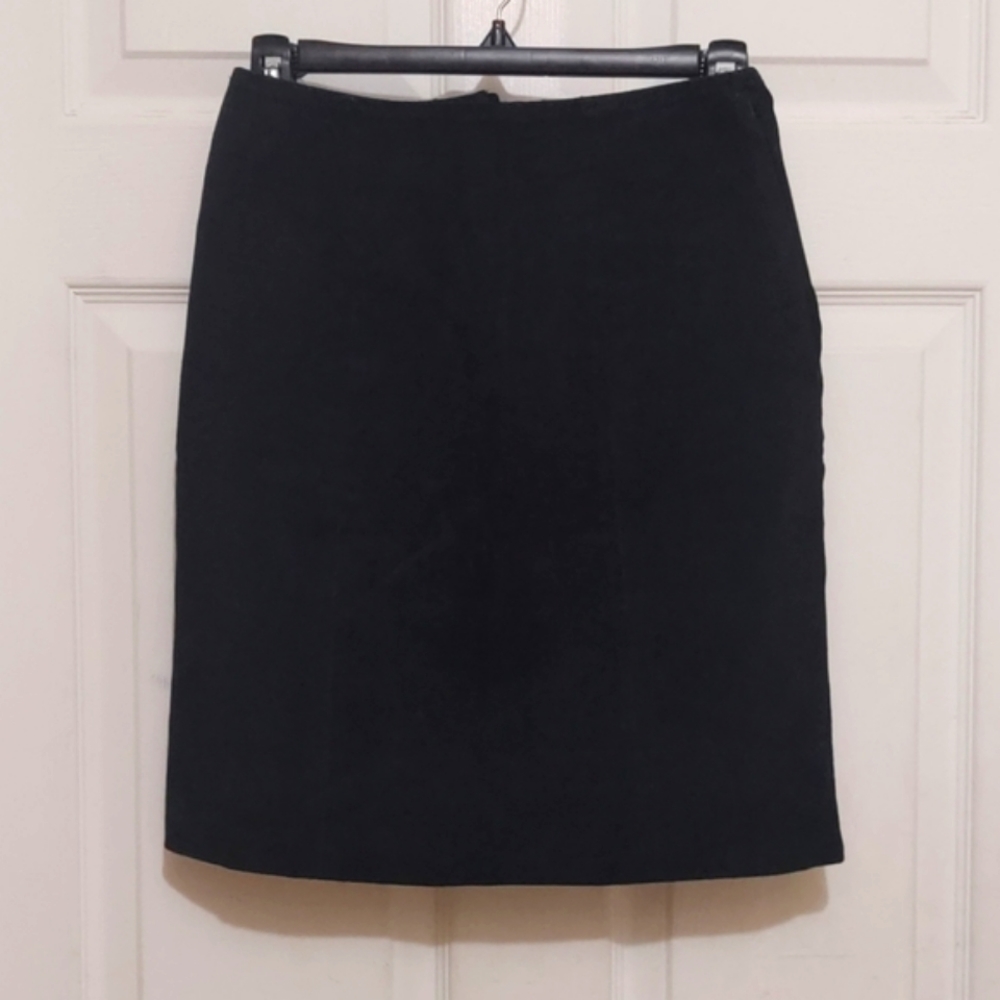 Chia Black suede/leather pencil skirt Sz 8